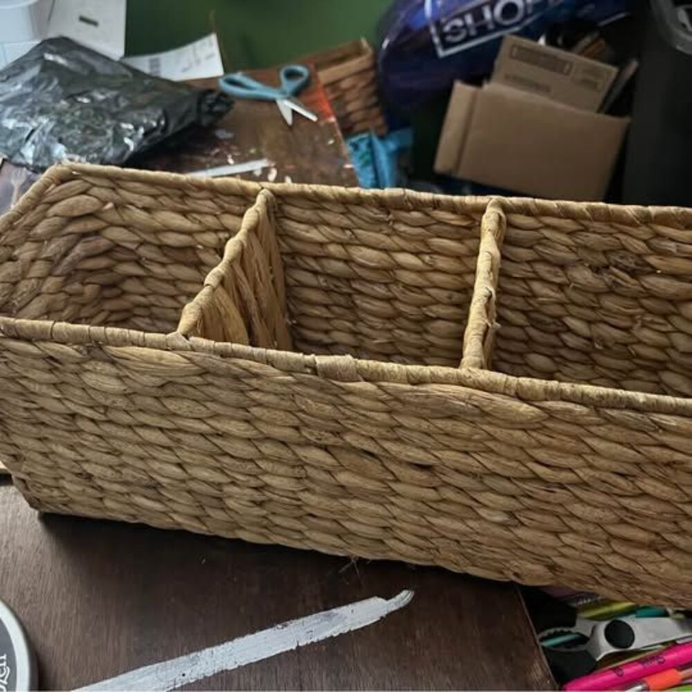 Woven Seagrass 3-Section Storage Basket
